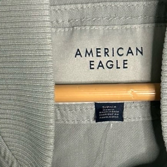 American Eagle-Linen-Blend Cropped Bomber Jacket-Size Small-Moss Grey - Picture 5 of 9